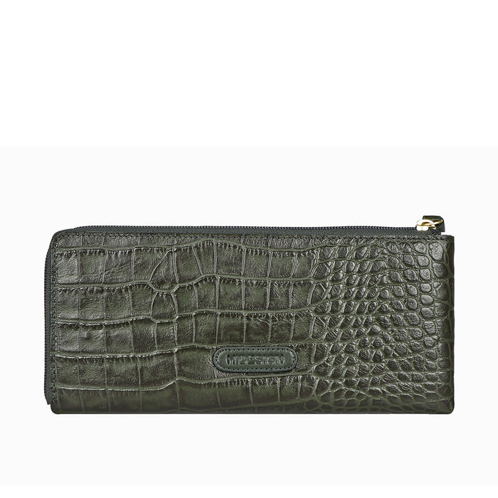 Ee Angara W1-M Green Leather Zip Around Wallet