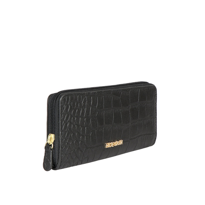 Ee Angara W2-M Black Leather Zip Around Wallet