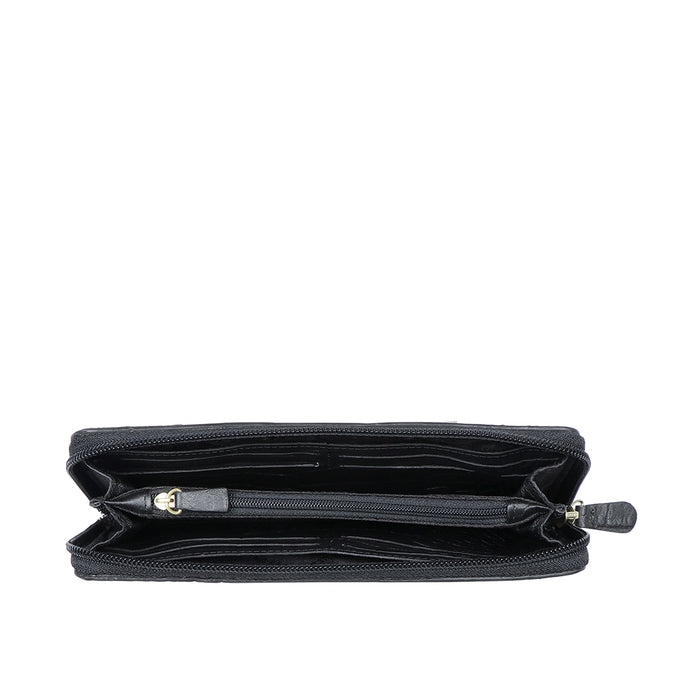 Ee Angara W2-M Black Leather Zip Around Wallet