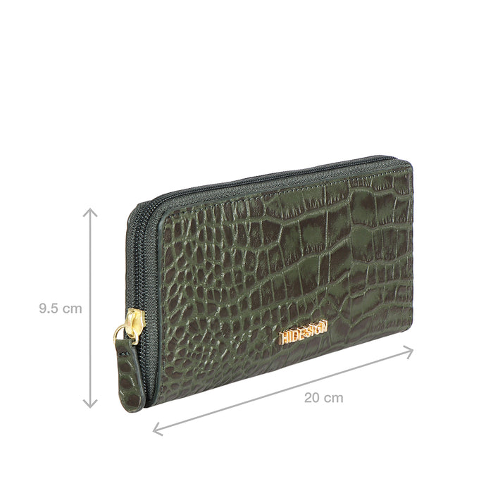 Ee Angara W2-M Green Leather Zip Around Wallet