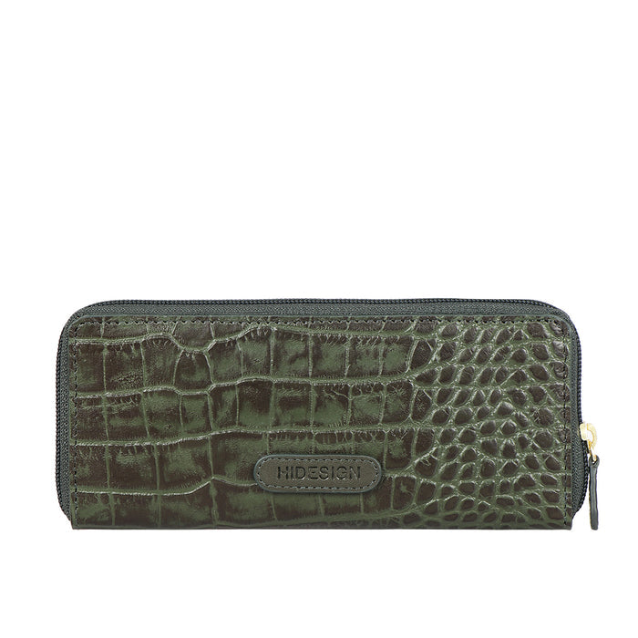 Ee Angara W2-M Green Leather Zip Around Wallet