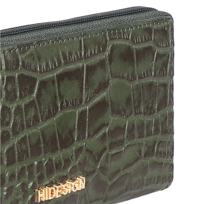 Ee Angara W2-M Green Leather Zip Around Wallet