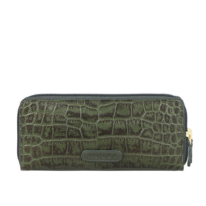 Ee Angara W3-M Green Leather Double Zip Around Wallet