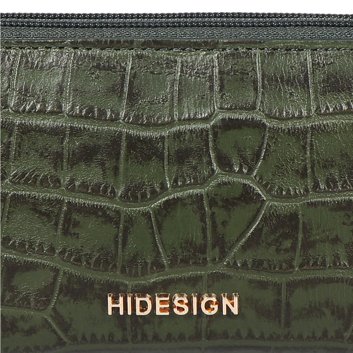 Ee Angara W3-M Green Leather Double Zip Around Wallet