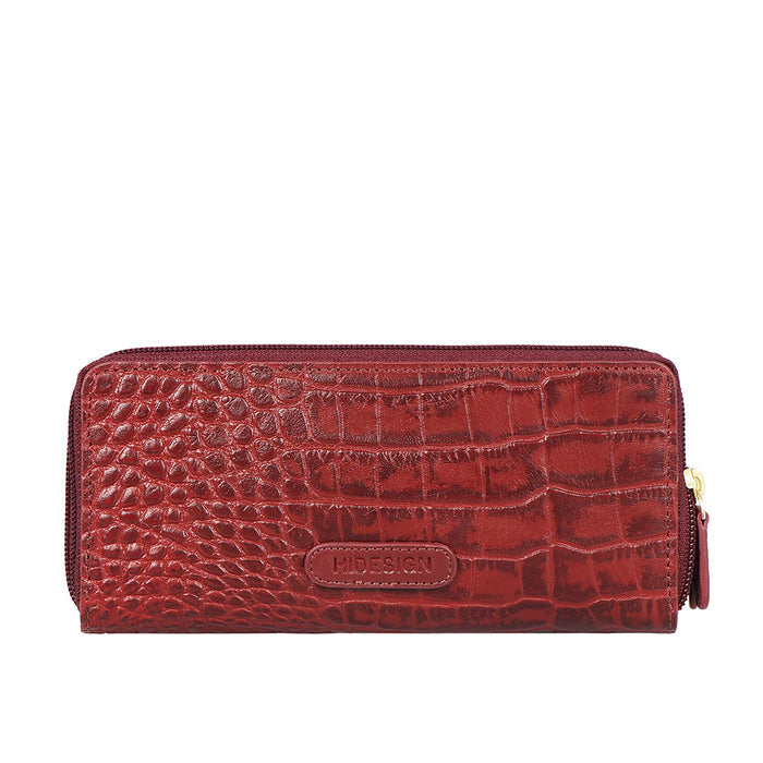 Ee Angara W3-M Red Leather Double Zip Around Wallet