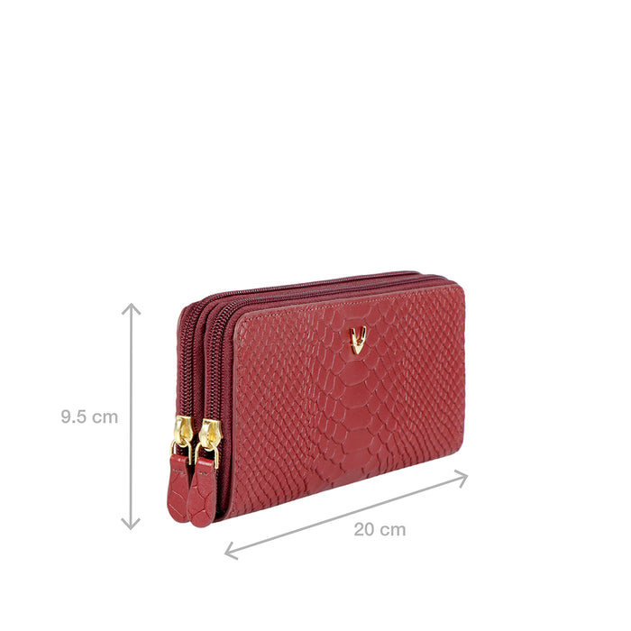 Ee Angara W3  Marsala Leather Double Zip Around Wallet