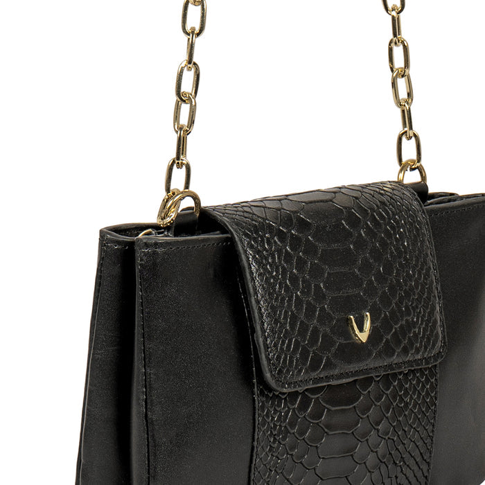 Ee Aquarius 01 Black Leather Shoulder Bag