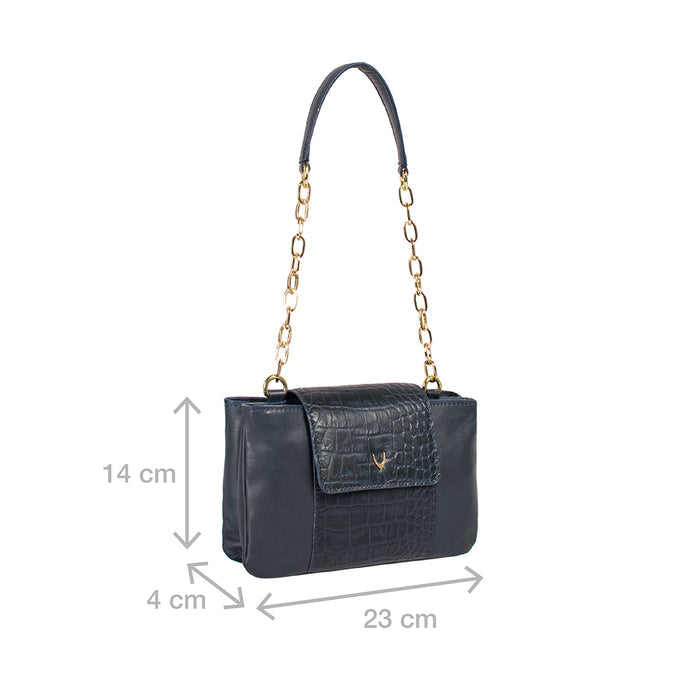 Ee Aquarius 01 Blue Leather Shoulder Bag