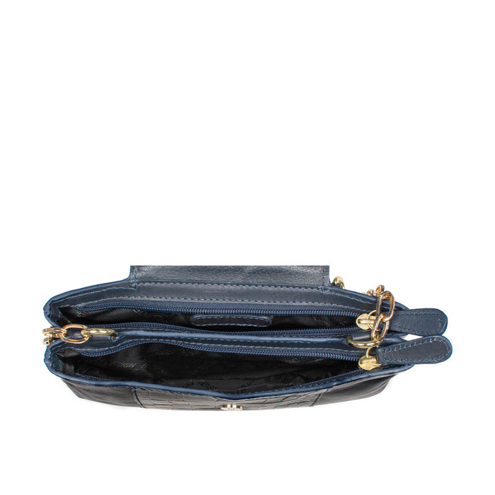 Ee Aquarius 01 Blue Leather Shoulder Bag