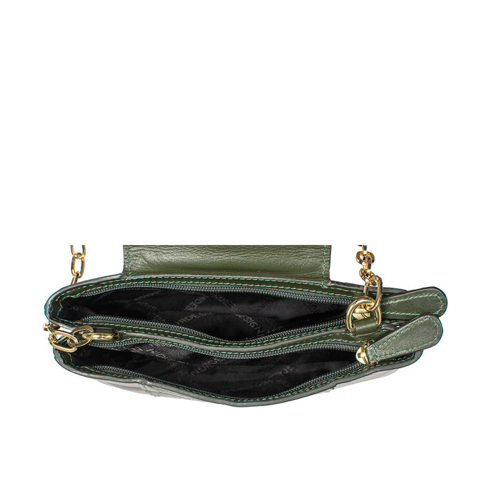Ee Aquarius 01 Green Leather Shoulder Bag