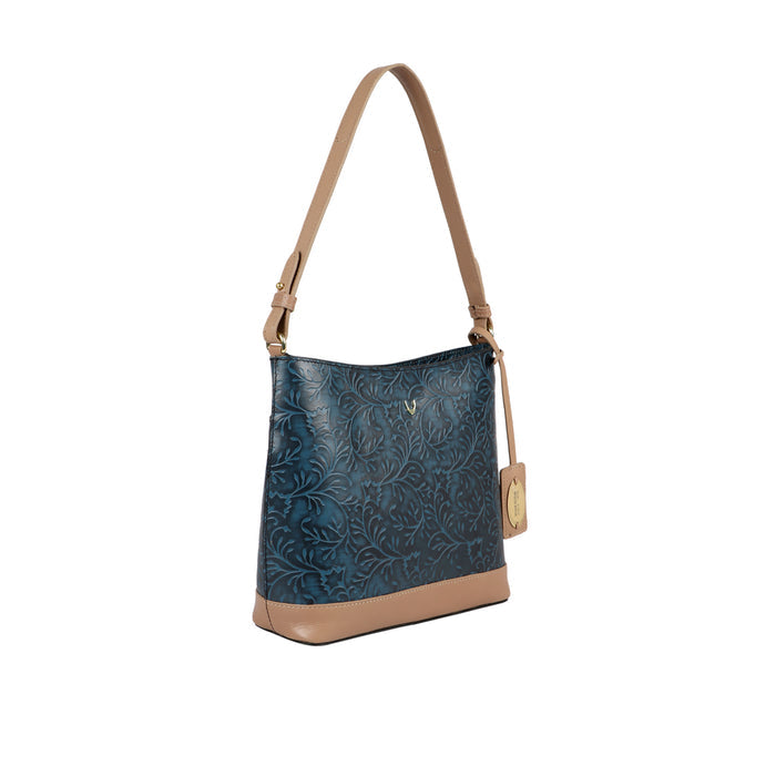 Ee Aries 01 Blue Leather Shoulder Bag