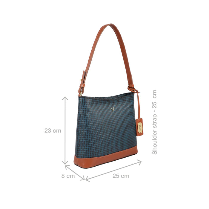 Ee Aries 01 Blue Leather Shoulder Bag