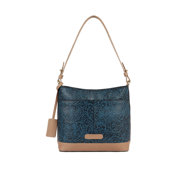 Ee Aries 01 Blue Leather Shoulder Bag