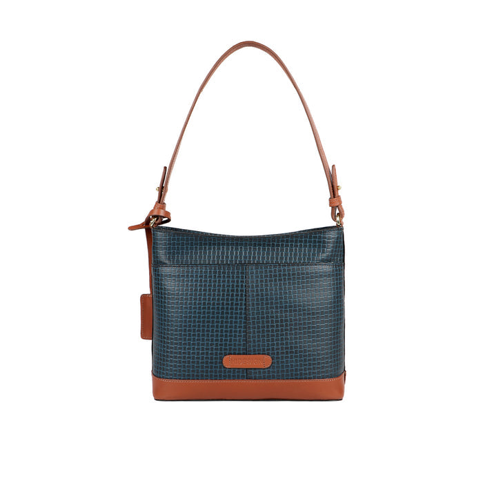 Ee Aries 01 Blue Leather Shoulder Bag