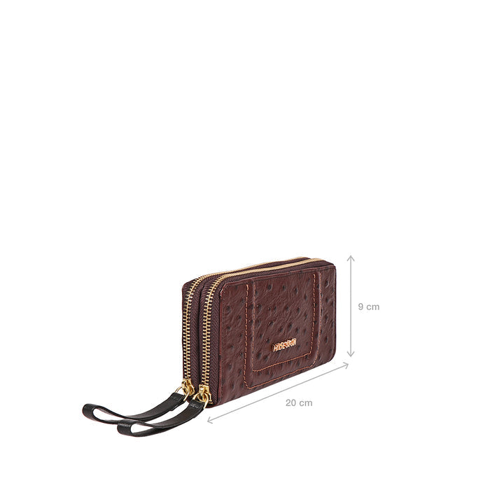 Ee Aspen W2-M Brown Leather Double Zip Around Wallet