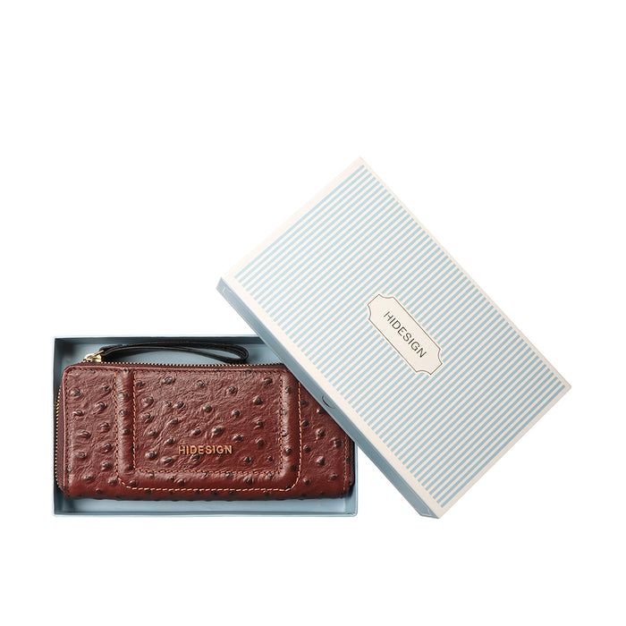 Ee Aspen W2-M Brown Leather Double Zip Around Wallet