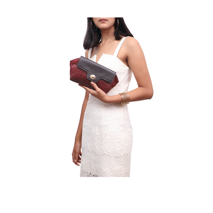 Ee Atria 04 Red Leather Clutch Wallet