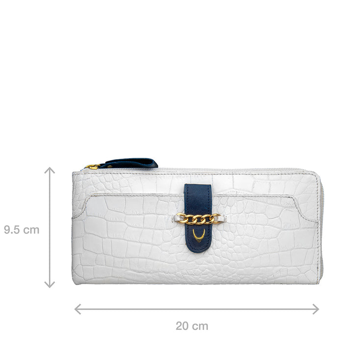 Ee Atria W2  White Leather Zip Around Wallet