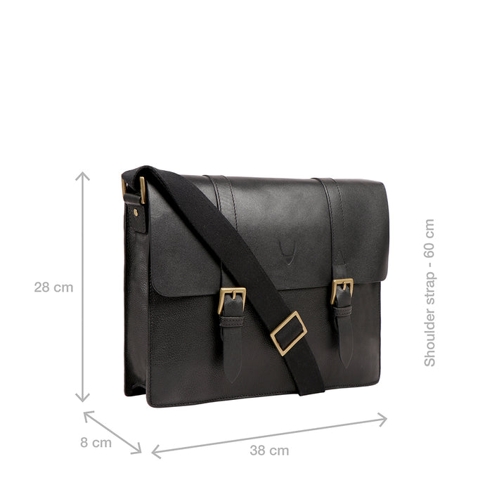 Ee Eden 01 Black Leather  Messenger Bag