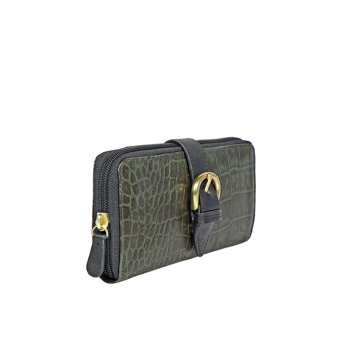 Ee Eliza W1-M Green Leather Zip Around Wallet
