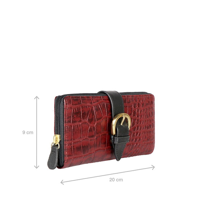 Ee Eliza W1-M Red Leather Zip Around Wallet