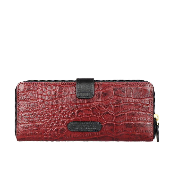 Ee Eliza W1-M Red Leather Zip Around Wallet