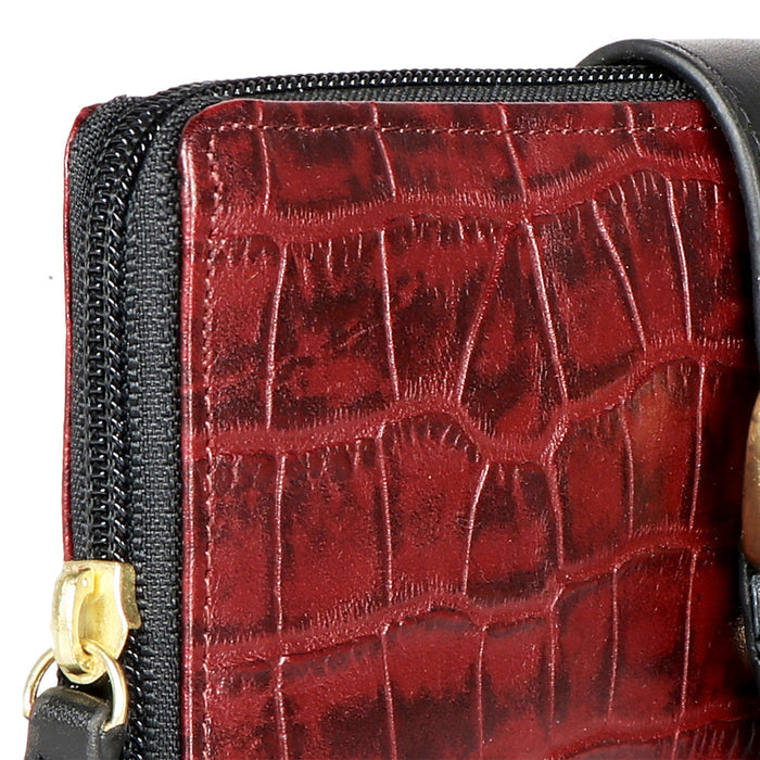 Ee Eliza W1-M Red Leather Zip Around Wallet