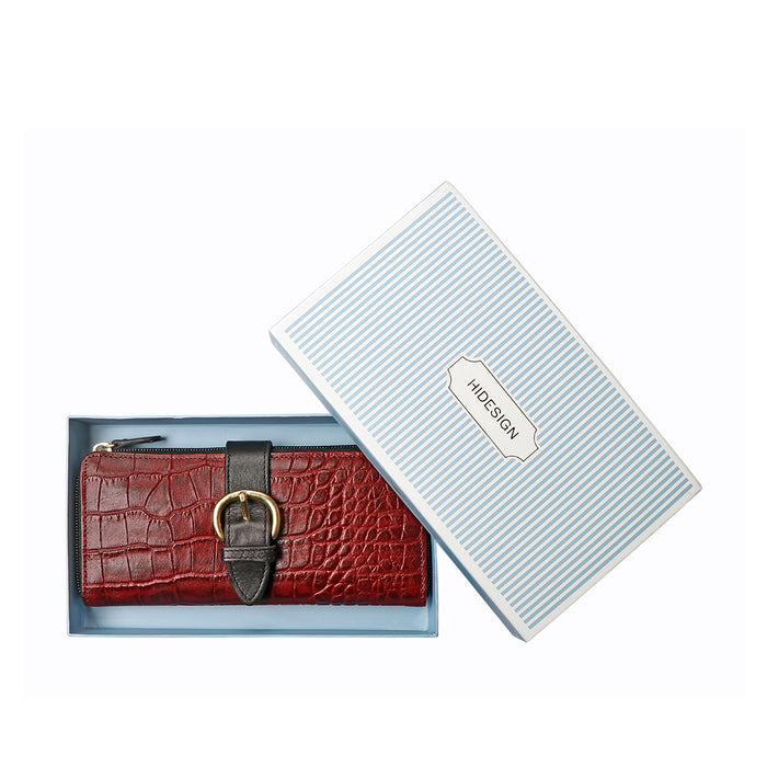 Ee Eliza W1-M Red Leather Zip Around Wallet