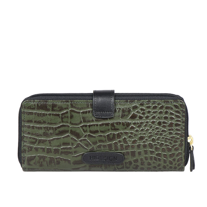 Ee Eliza W2-M Green Leather Double Zip Around Wallet