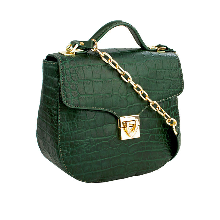 Ee Elsa Green Leather Satchel