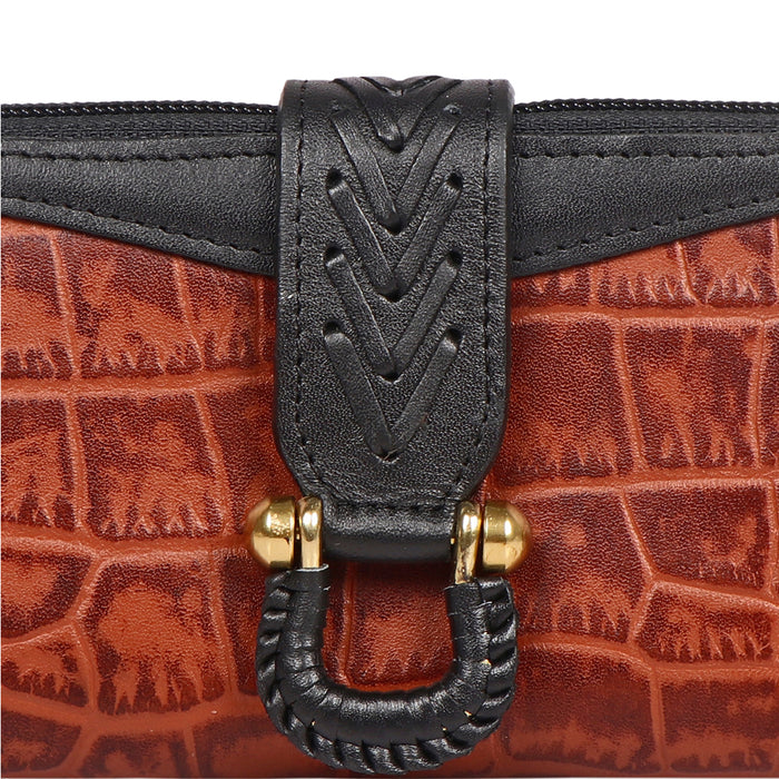 Ee Frieda W2-M Tan Leather Zip Around Wallet