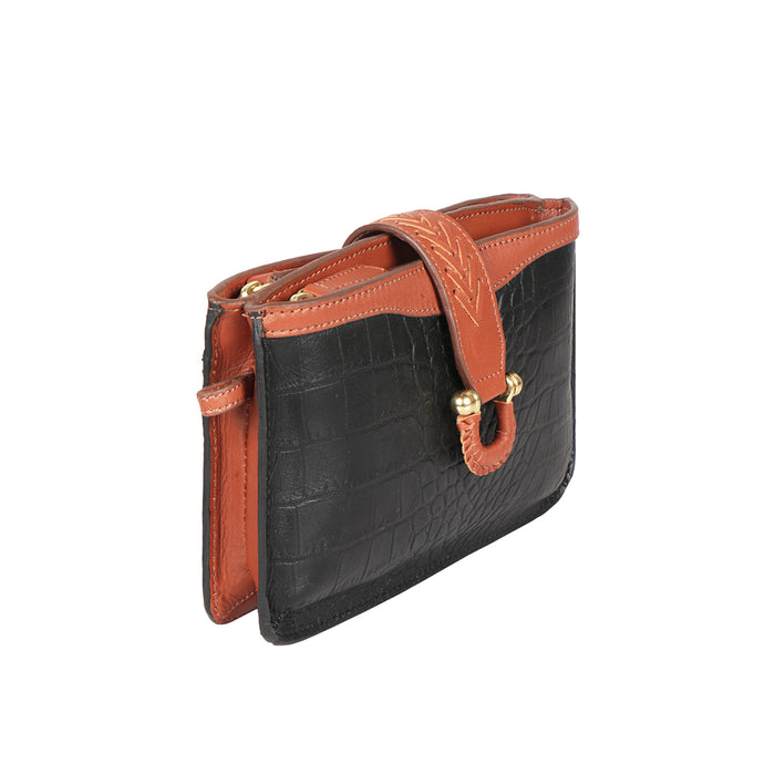 Ee Frieda W3-M Black Leather Sling Wallet