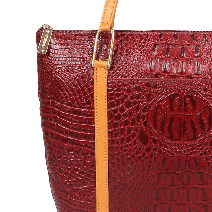 Ee Fuschia 01 Red Leather Shoulder Bag