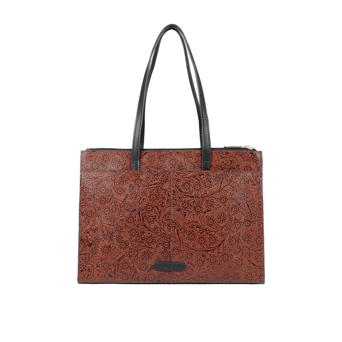 Ee Fuschia 03 Brown Leather Tote Bag