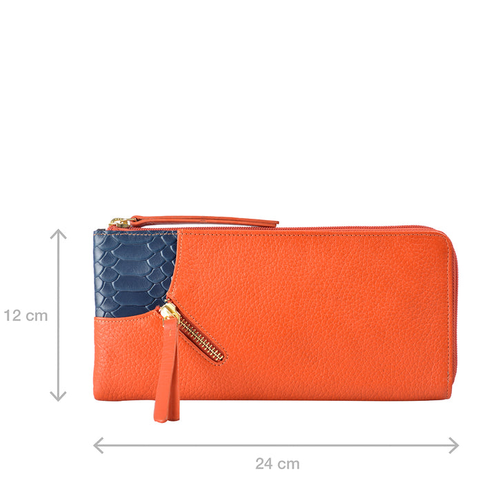 Ee Gemini W2  Orange Leather Zip Around Wallet