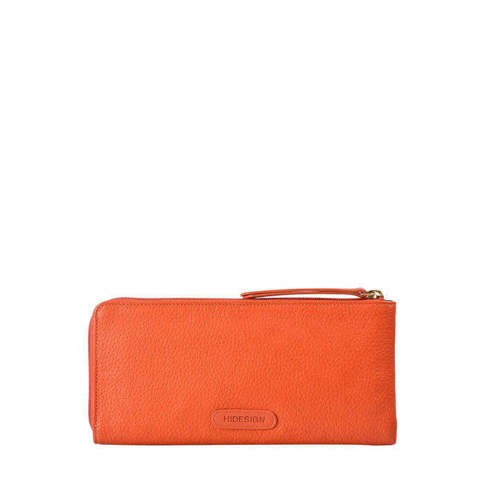 Ee Gemini W2  Orange Leather Zip Around Wallet