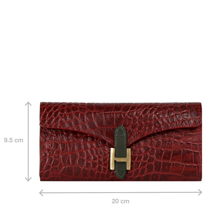 Ee Harper W1  Red Leather Trifold Wallet