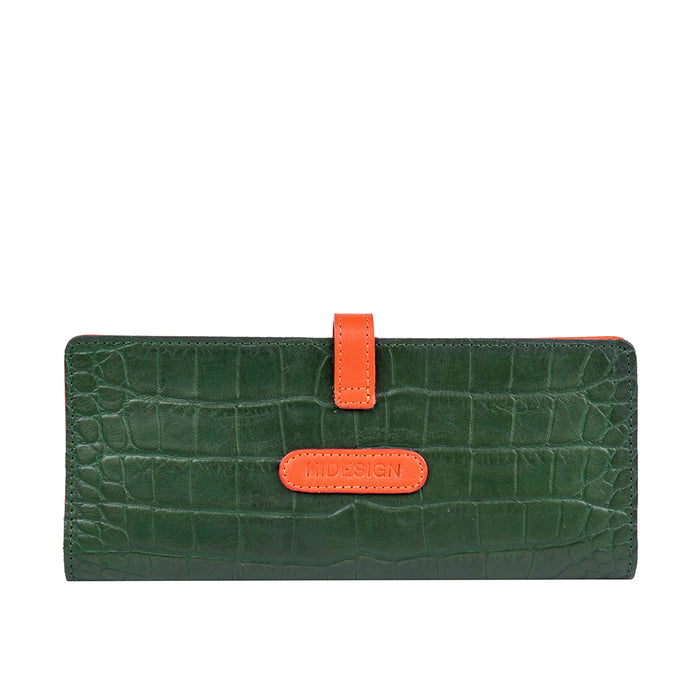 Ee Harper W2  Green Leather Bi-Fold Wallet