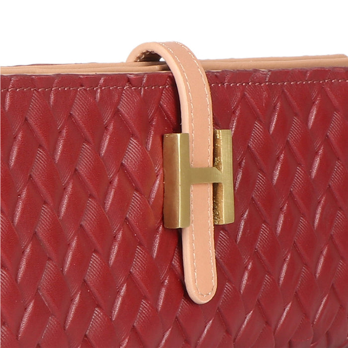 Ee Harper W2-M Red Leather Bi-Fold Wallet