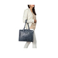 Ee Hong Kong 01 Blue Leather Tote Bag