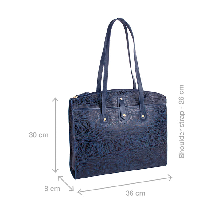 Ee Hong Kong 01 Blue Leather Tote Bag