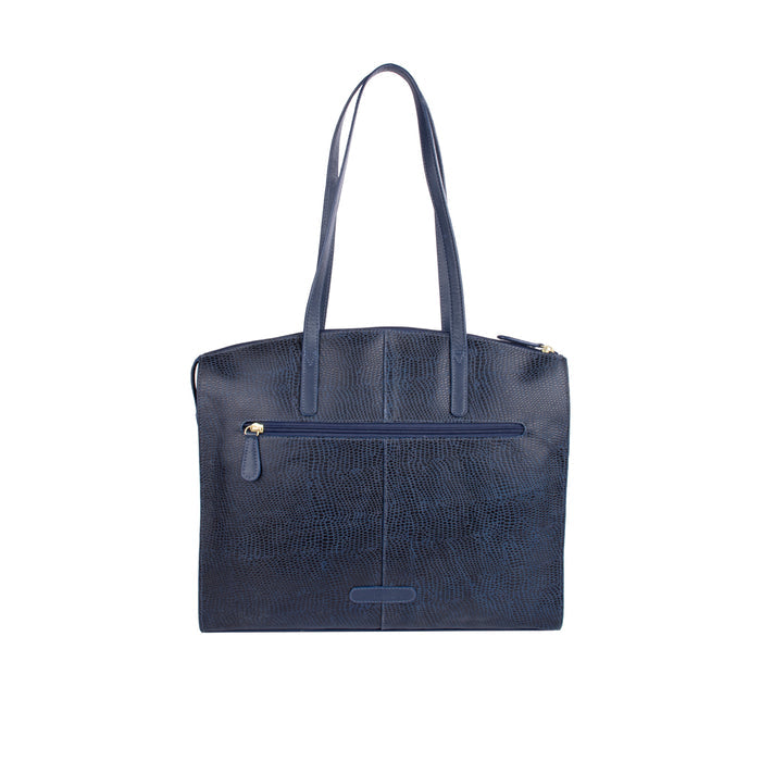 Ee Hong Kong 01 Blue Leather Tote Bag