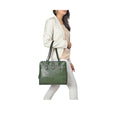 Ee Hong Kong 02 Green Leather Tote Bag