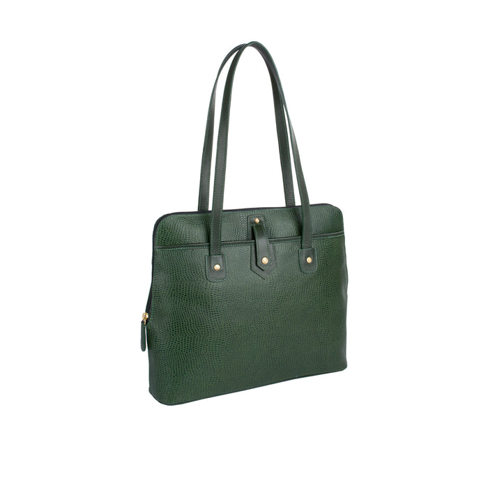 Ee Hong Kong 02 Green Leather Tote Bag