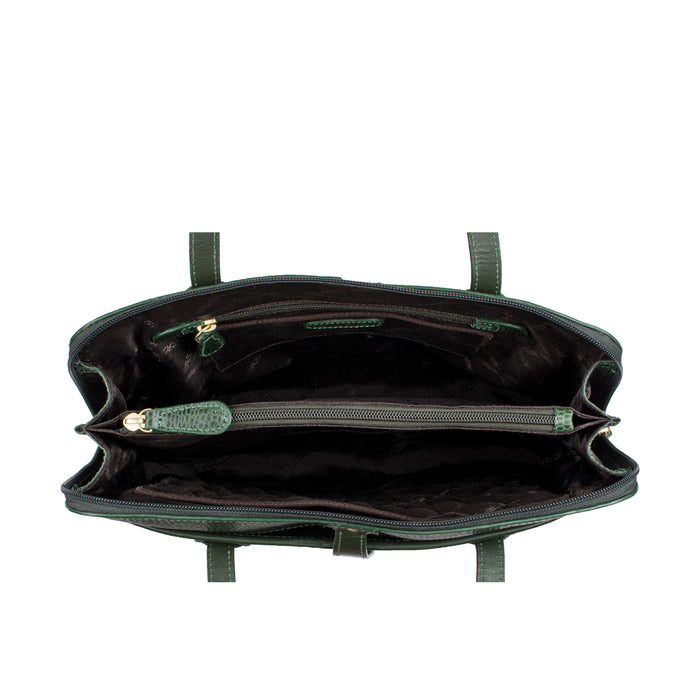Ee Hong Kong 02 Green Leather Tote Bag