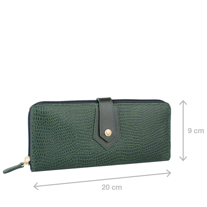 Ee Hong Kong W2 Green Leather Zip Around Wallet