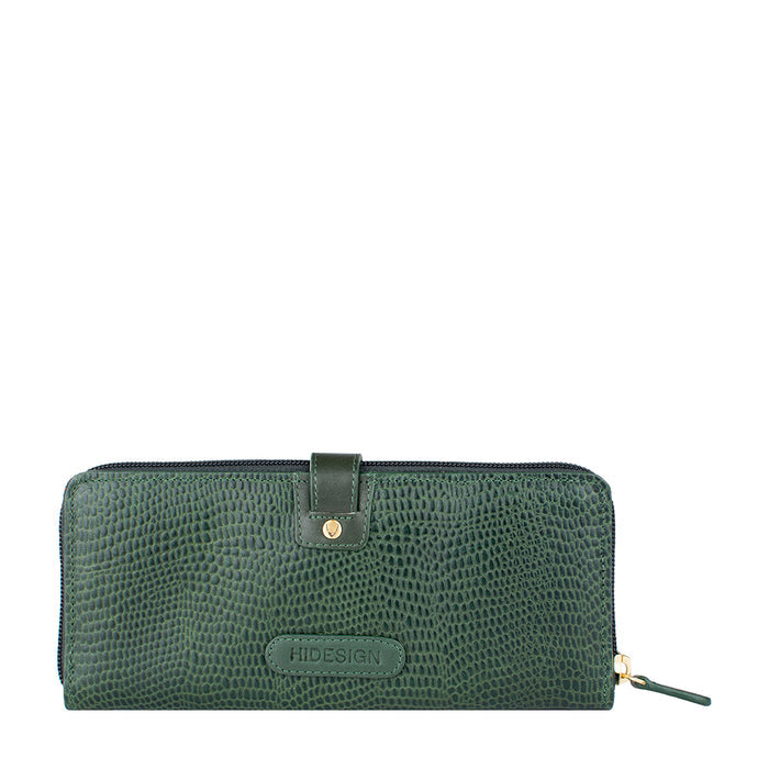 Ee Hong Kong W2 Green Leather Zip Around Wallet