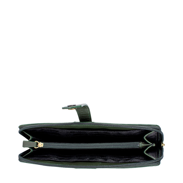 Ee Hong Kong W2 Green Leather Zip Around Wallet