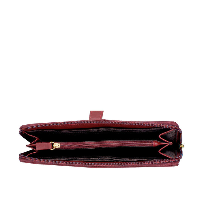 Ee Hong Kong W2 Marsala Leather Zip Around Wallet