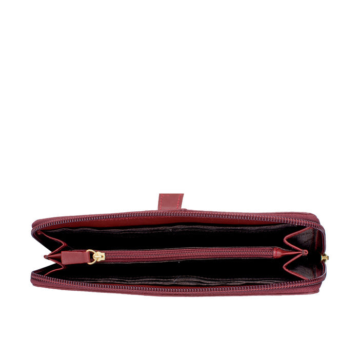 Ee Hong Kong W2 Marsala Leather Zip Around Wallet